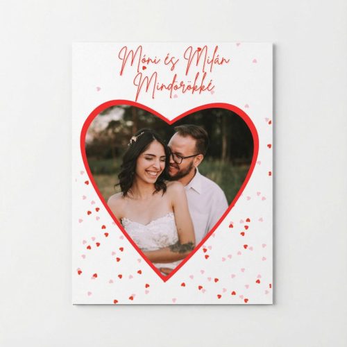 Mindörökké, szív alakú fotóval, egyedi hűtőmágnes