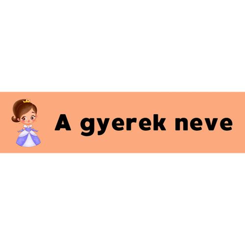 Téglalap alakú öntapadó címke - Királylány, névvel