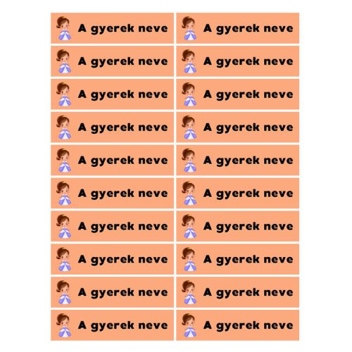 Téglalap alakú öntapadó címke - Királylány, névvel