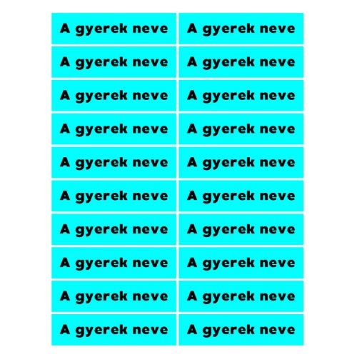 Téglalap alakú öntapadó címke - A gyerek neve, kék háttér