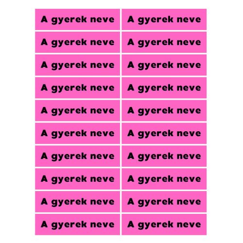 Téglalap alakú öntapadó címke - A gyerek neve, lila háttér
