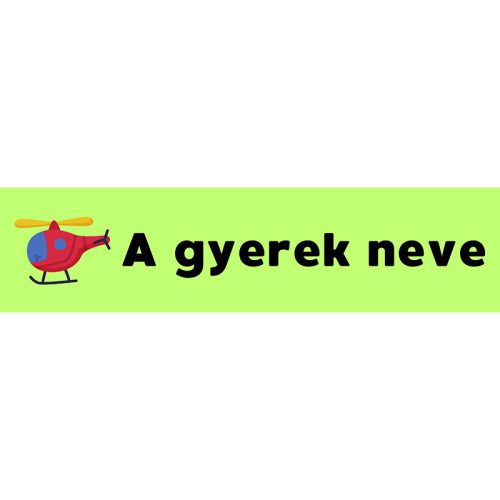 Téglalap alakú öntapadó címke - Helikopter, névvel