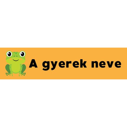 Téglalap alakú öntapadó címke - Béka, névvel