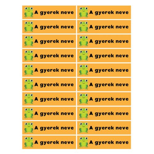 Téglalap alakú öntapadó címke - Béka, névvel