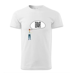 QR kódos szövegbuborék emberrel