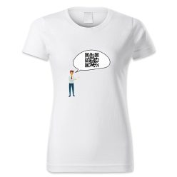 QR kódos szövegbuborék emberrel