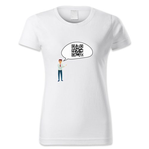 QR kódos szövegbuborék emberrel