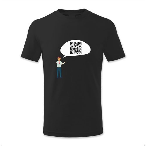 QR kódos szövegbuborék emberrel