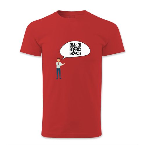 QR kódos szövegbuborék emberrel
