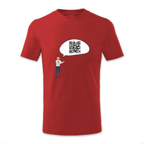 QR kódos szövegbuborék emberrel