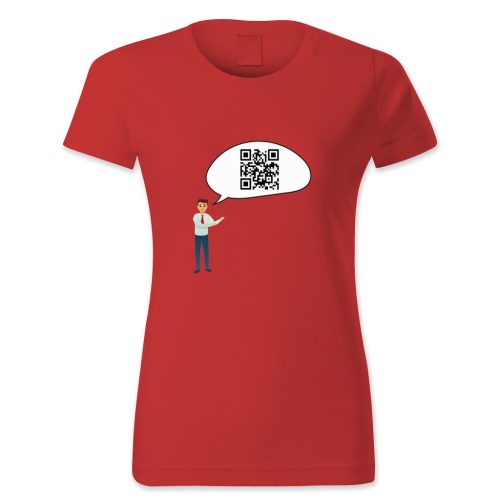 QR kódos szövegbuborék emberrel