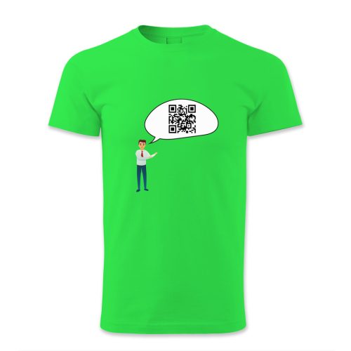 QR kódos szövegbuborék emberrel