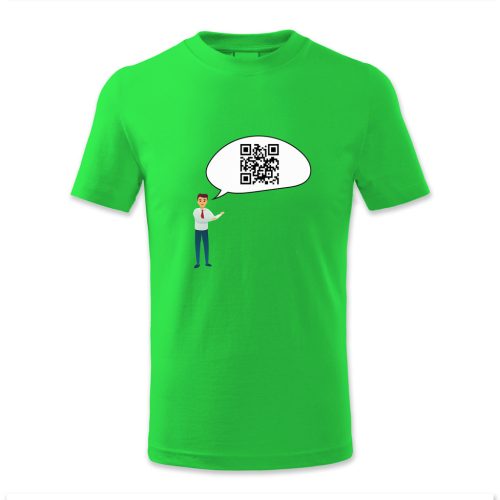 QR kódos szövegbuborék emberrel
