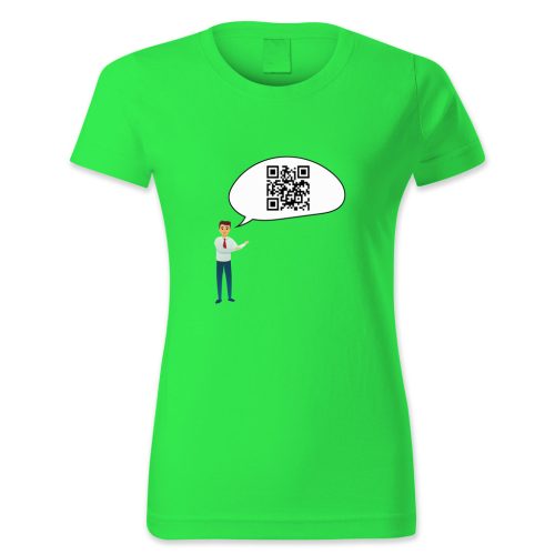 QR kódos szövegbuborék emberrel