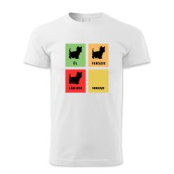 Ül, fekszik, lábhoz, marad! Yorki/férfi