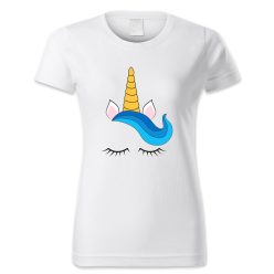 Unikornis fej kék hajjal