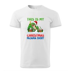   This is my Christmas pajama shirt, dínós alvós póló, Karácsony