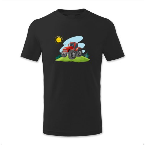 Traktor, piros, napocska