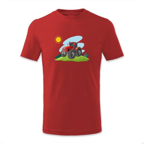 Traktor, piros, napocska