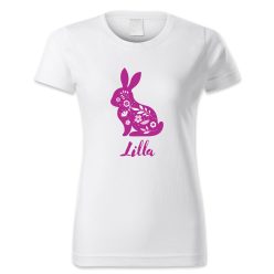 Nyuszi alak, virágos, Lilla, Húsvét