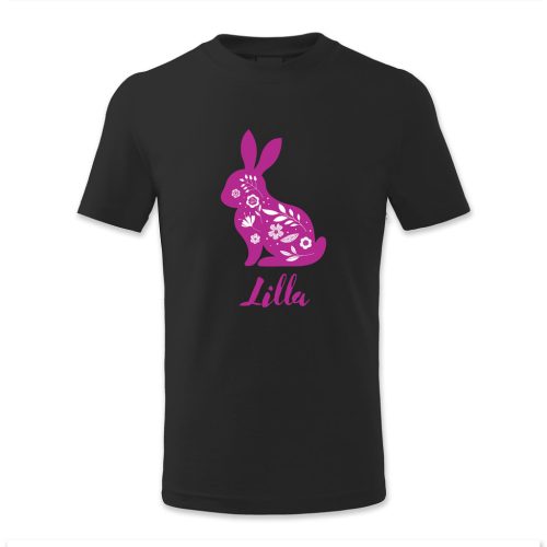 Nyuszi alak, virágos, Lilla, Húsvét