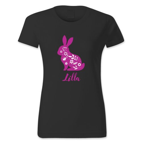 Nyuszi alak, virágos, Lilla, Húsvét