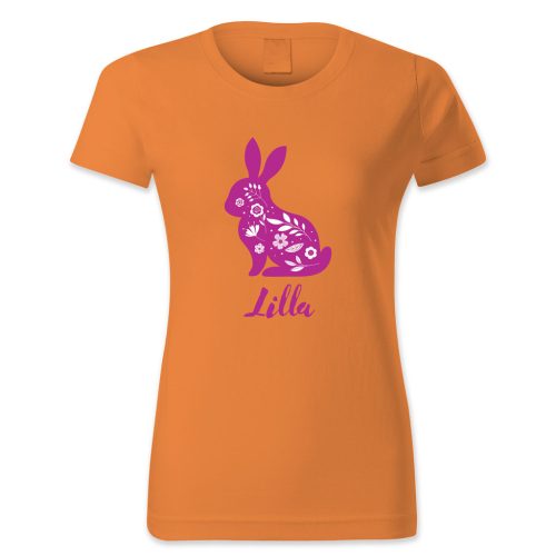 Nyuszi alak, virágos, Lilla, Húsvét