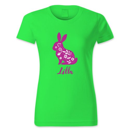 Nyuszi alak, virágos, Lilla, Húsvét