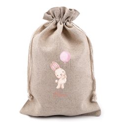 Kislány nyuszi lufival, húsvéti zsák