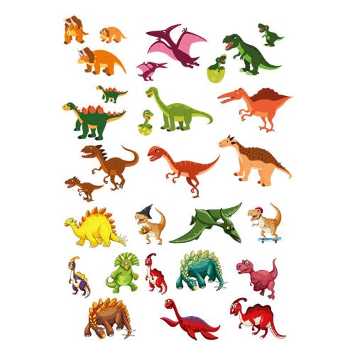 Színes dínó gyerek, dínó mama, Ideiglenes tetoválás