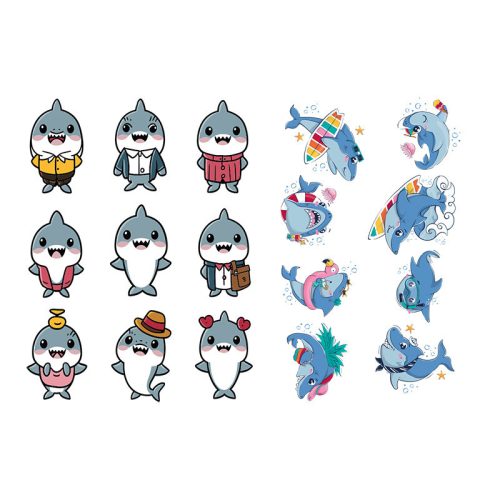 Színes cápák, Ideiglenes tetoválás