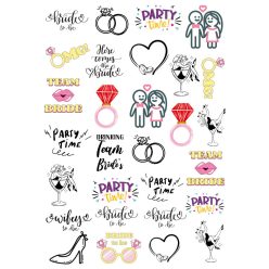   Színes szövegek és ábrák, lánybúcsúra, Ideiglenes tetoválás